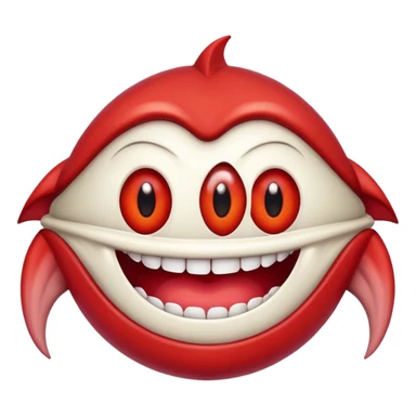 Creature comes out of the eye of a another creature who has red skin and a wide smile with long teeth sticker