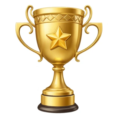 winner's cup symbolizing marketing success, trophy with marketing icons sticker