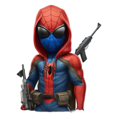 Spider-Man wearing sunglasses with ak47 sticker