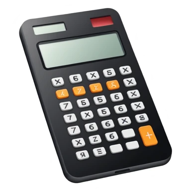 Minimalistic flat vector icon, iOS style, thin black contour on white background. Calculator and geometric shapes (triangle, circle). No text, no shadows. sticker