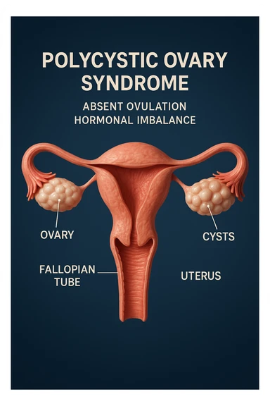 Ovulazione assente  in 3D immagine medica donna pcos sticker
