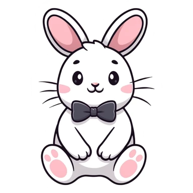 adorable bunny rabbit with pretty bow, playful sticker
