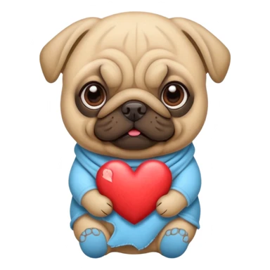 Pug with heart sticker