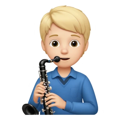 Ragazzo biondo con guance rosse che suona clarinetto sticker