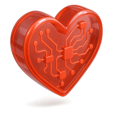 heart icon with glossy circuit style sticker