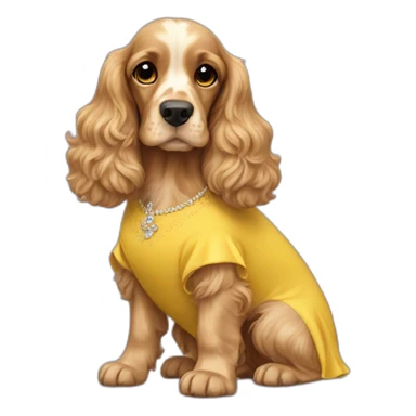 cocker spaniel in a yellow dress sticker
