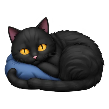 Black Cat curled up sleeping sticker