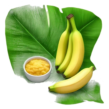 Banana leaf with food sticker