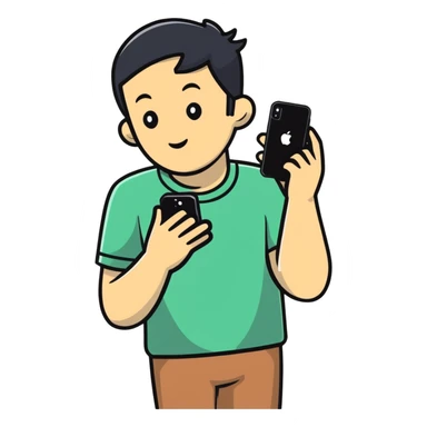 person thinking with iPhone sticker