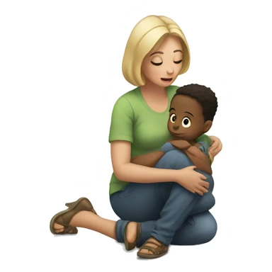 woman crouching talking to a todler sticker