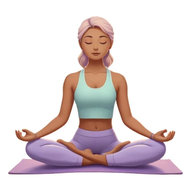A peaceful person practicing yoga on a calm beach at sunrise, in a serene meditative pose. Soft pastel colors surround the scene, with gentle waves in the background and smooth, flowing lines representing balance and tranquility. The atmosphere feels centered and mindful. sticker
