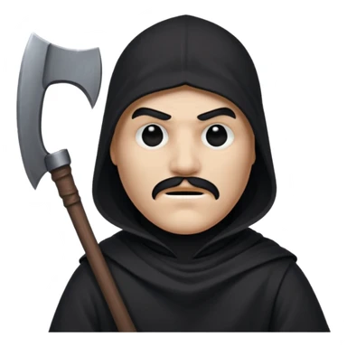 an executioner with a black sheet on his face so we can't see his face but only his eyes and an axe in his hand sticker