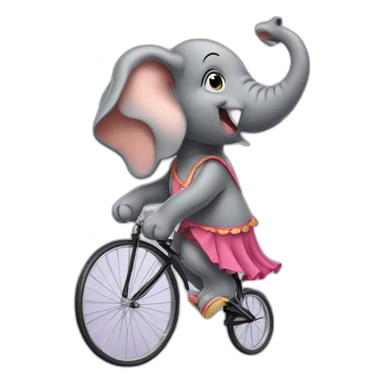 An elephant riding an unicycle wearing a skirt sticker