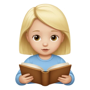 Blonde baby reading a book  sticker