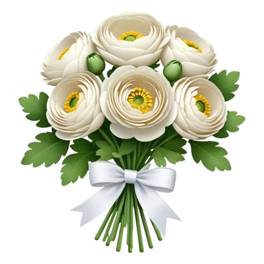  white  Ranunculus flowers bouquet  sticker