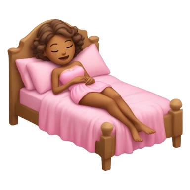 Tan Sleeping princess in pink bed  sticker