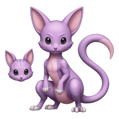 Pastel dull greyish anthropomorphic digitigrade Mewtwo-Beerus-Venom-Espurr-Minccino-hybrid-animal-ET-species-creature, full body  sticker