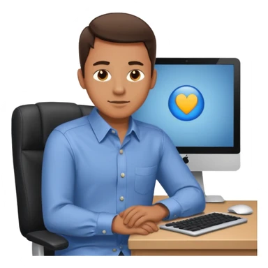 Man with both hands on lap moving view from back Infront of computer 2D  sticker