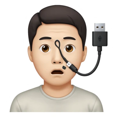 Korean man with a LAN cable in his nose getting shocked sticker