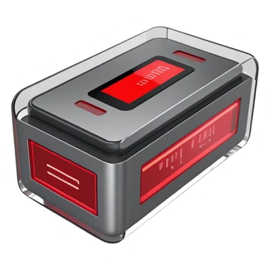 3D render of a sleek processing unit, featuring:
- Compact rectangular shape like a modern printer
- Semi-transparent red acrylic front panel
- Visible internal mechanisms through the panel
- Gray metallic casing with precise edges
- Small red pulsing lights indicating activity
- Thin red line accents along the edges
- Technical details like USB ports and status display
- Subtle mechanical details visible through vents
- Professional industrial design
- Combination of matte and glossy finishes
--ar 1:1
--style raw
--v 5.2
--no text
--q 2
--c 20 sticker