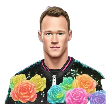 Jonathan Toews inside a rainbow sequin neon crystal with pastel roses sticker