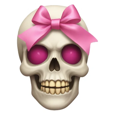 Skull with a pink bow and a short wig sticker