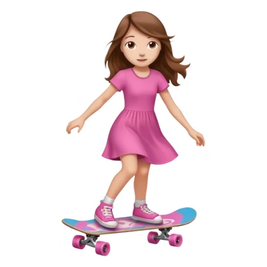 Dinosaur on a skateboard pink dress for girls in  sticker