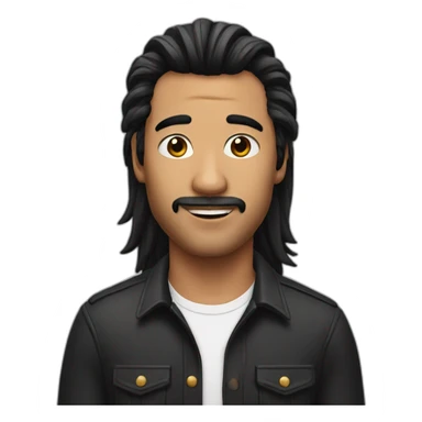 man with hair black mullet and use the earring on the left ear sticker