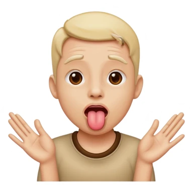 tongue out with hands on side sticker