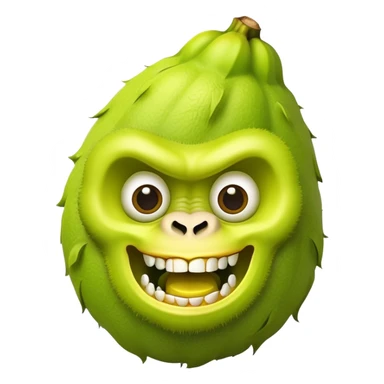 A peeled banana body with a lime green gorilla head showing teeth and expressive eyes sticker
