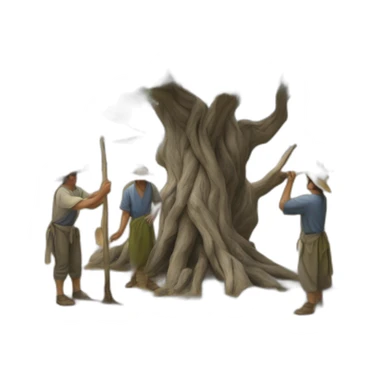 Hyperrealist olive tree and andalusian farmers with a stick sticker