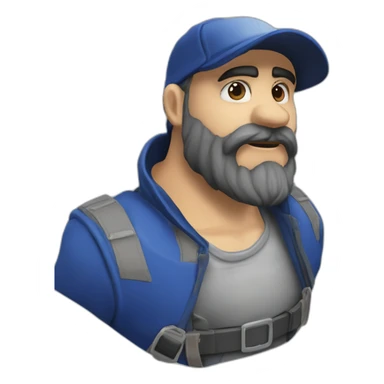 Chauve casquette barbe légère yeux bleu sticker