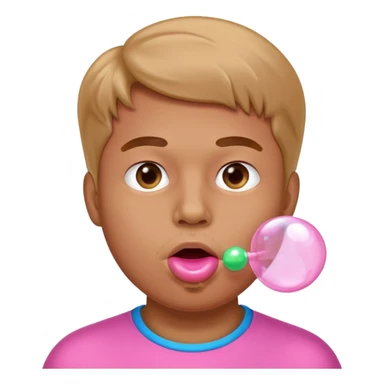 the guy is making a buuble of a chewing gum
 sticker