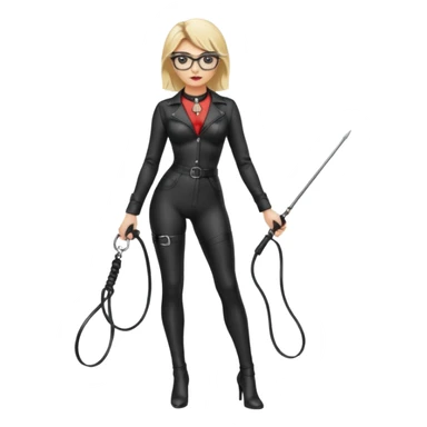  Dominatrix blonde hair and glasses full body with whip sticker