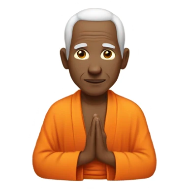 an old yogi with a peaceful and meditative expression. The character should be wearing an orange robe, symbolizing traditional yogic attire. sticker