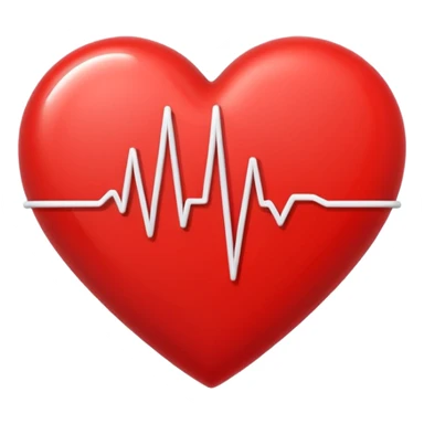 Minimal line-art icon of a heart with a pulse line inside, clean modern style, simple outlines, no background, transparent, represents “medical challenges / health difficulties sticker