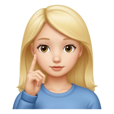 emoji of a girl making the ‘small’ gesture: thumb and index finger almost touching to indicate tiny size, other fingers curled, hand positioned near her face, soft glossy emoji texture sticker