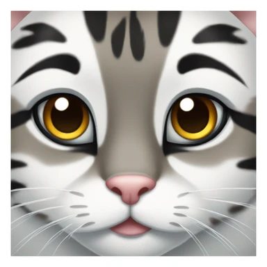 cute face of a cat that is white and black and some tiger print sticker