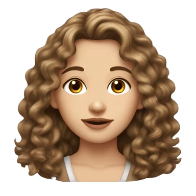 Lady long curly brown hair attractive face brown eyes attractive lips square jaw high cheek bones looks European  sticker
