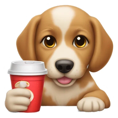 Puppy drinking pupchino sticker