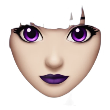 Elissabat-with-bangs-long-hair-dark-purple-and-black-vampire-goth-makeup-pinkeyes-romanticgothcloses sticker