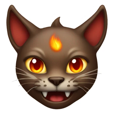 Evil Brown cat with horns and fire sticker
