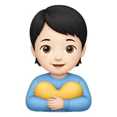 korean black hairbaby sticker