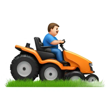 Fat man mowing grass sticker