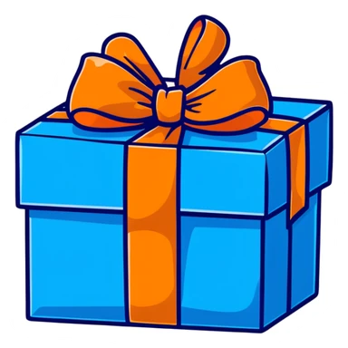 blue present box with shiny bow sticker