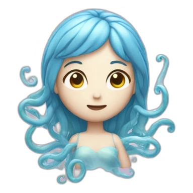 A serene girl emoji with its translucent body pulsating slowly and its tentacles gracefully swaying in the currents. sticker