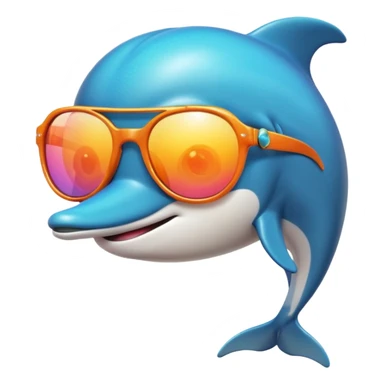 dolphin with 70s disco sunglasses sticker