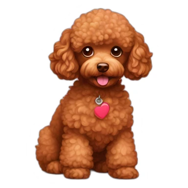 Red toy poodle with hearts above head sticker