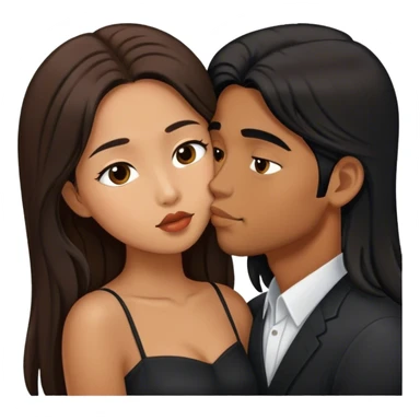 Caramel brown Guy with long black hair kissing brown hair Filipina sticker