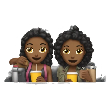 two black girlfriends on a road trip one drinking coffee sticker